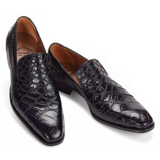 Mauri Men's Shoes Full Body Alligator Black Loafers 1044 (MA4300)(Special Order)-AmbrogioShoes