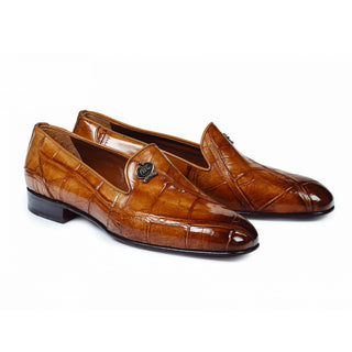 Mauri Men's Shoes Ghiberti Brandy Alligator Loafers 1017 (MA4624)(Special Order)-AmbrogioShoes