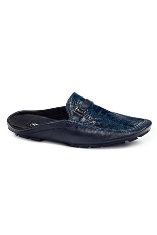 Mauri Navy Nappa & Ostrich Leg Sandals 3127 (MA4419)