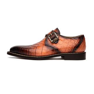 Mauri Nitti 3281/2 Men's Shoes Peach with T.Moro Finish Exotic Alligator Monk-Strap Loafers (MA5601)-AmbrogioShoes