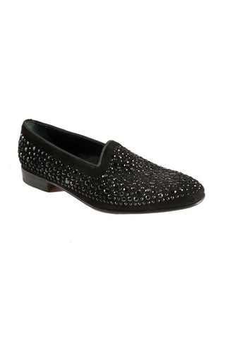 Mauri Onda Black Crystalized Suede Loafers 3031 (MAO1014)