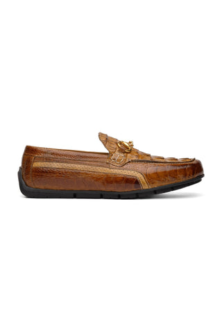 Mauri Polo 3501 Hornback / Ostrich Leg / Leather Moccasin Horsebit Driver (MA5604)