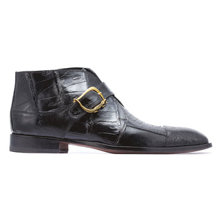 Mauri Professor 4960 Men's Shoes Black Exotic Caiman Crocodile / Ostrich Leg Chukka Boots (MA5263)-AmbrogioShoes