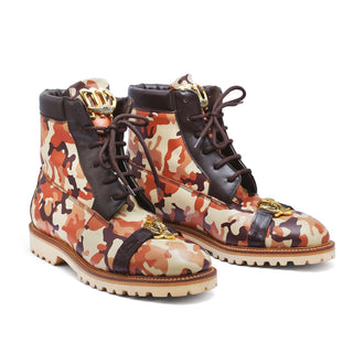 Mauri Rambo 4980 Men's Shoes Camouflage Brown Exotic Alligator / Calf-Skin Leather Boots (MA5275)(Special Order)-AmbrogioShoes