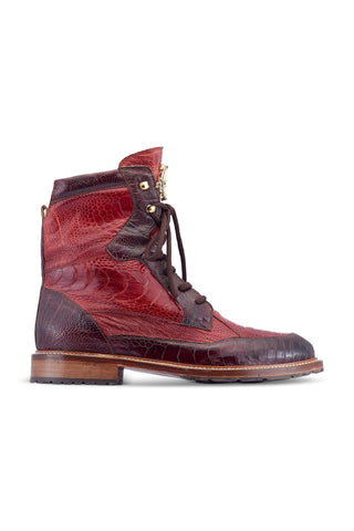 Mauri Recon 4989 T Moro Red & Gold Ostrich Combat Boots (MA5482)