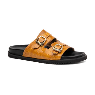 Mauri Reef 5199 Exotic Alligator Skin & Ostrich Leg Slip-on Sandals (MA5606)(Special Order)-AmbrogioShoes