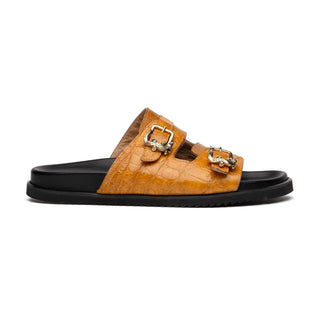 Mauri Reef 5199 Men's Shoes Exotic Alligator Skin & Ostrich Leg Slip-on Sandals (MA5606)(Special Order)-AmbrogioShoes