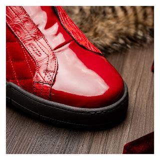 Mauri Regata 8478/10 Exotic Crocodile / Quilted Velvet / Patent Leather Slip-On Sneakers (MA5648)-AmbrogioShoes
