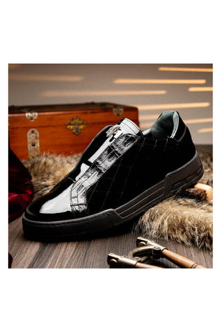 Mauri Regata 8478/10 Exotic Crocodile / Quilted Velvet / Patent Slip-On Sneakers (MA5648)