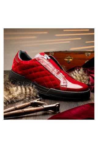 Mauri Regata 8478/10 Exotic Crocodile / Quilted Velvet / Patent Slip-On Sneakers (MA5648)