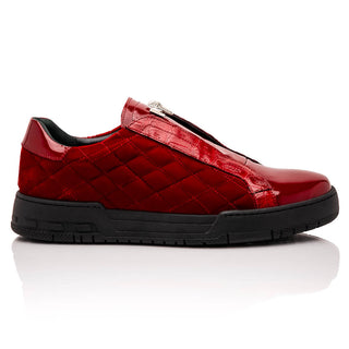 Mauri Regata 8478/10 Men's Shoes Exotic Crocodile / Quilted Velvet / Patent Leather Slip-On Sneakers (MA5648)-AmbrogioShoes