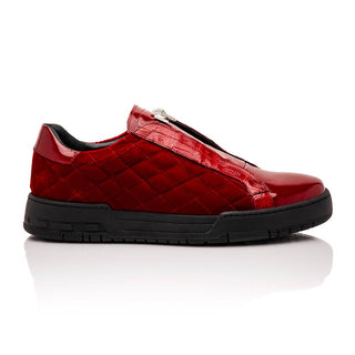 Mauri Regata 8478/10 Men's Shoes Exotic Crocodile / Quilted Velvet / Patent Leather Slip-On Sneakers (MA5648)(Special Order)-AmbrogioShoes