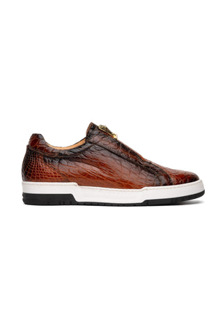 Mauri Regata 8478/2 Cognac with T.moro Finish Exotic Alligator Casual Slip-On Sneakers (MA5620)