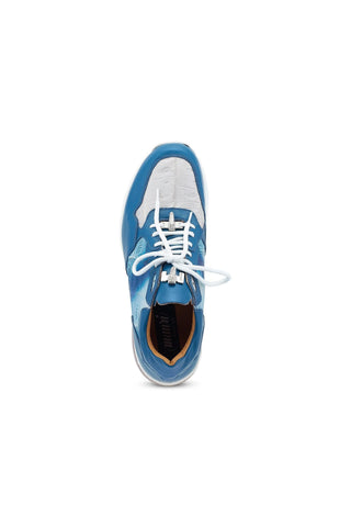 Mauri Runner 8457 Caribbean Blue & Gray Crocodile / Leather Low-Top Casual Sneakers (MA5538)