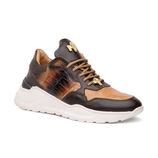 Mauri Runner 8457/1 Men's Shoes Sport Rust & Dune Exotic Crocodile / Nappa Leather Casual Bubble Sneakers (MA5619)-AmbrogioShoes