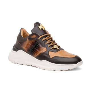 Mauri Runner 8457/1 Sport Rust & Dune Exotic Crocodile / Nappa Leather Casual Bubble Sneakers (MA5619)-AmbrogioShoes