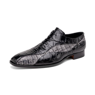 Mauri Scarface 3227 Men's Shoes Black & Light Gray Exotic Alligator / Hornback Oxfords (MA5582)-AmbrogioShoes