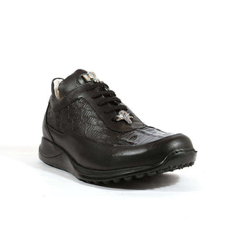 Mauri Shoes 8900/2 Italian Men's King Nappa Embossed / Croco Black Sneakers (MA1115)-AmbrogioShoes