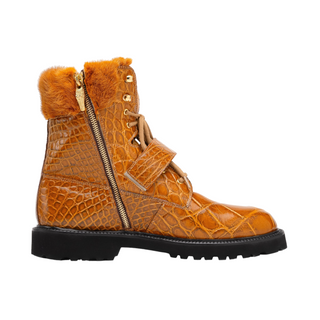 Mauri Smoke 3240 Men's Shoes Toffee Exotic Alligator / Mink / Nappa Leather Strap Derby Boots (MA5585)-AmbrogioShoes