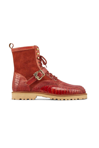 Mauri Soldier 4997 Exotic Ostrich Leg / Suede Hiking Boots (MA5479)-AmbrogioShoes