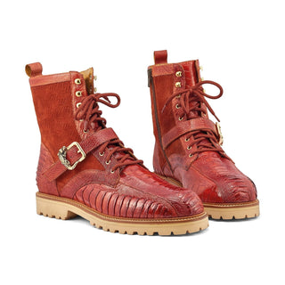Mauri Soldier 4997 Exotic Ostrich Leg / Suede Leather Hiking Boots (MA5479)-AmbrogioShoes