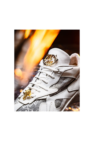 Mauri Sonic 8464/2 Acre & White Crocodile / Nappa Leather / Fabric Casual Bubble Sneakers (MA5618)