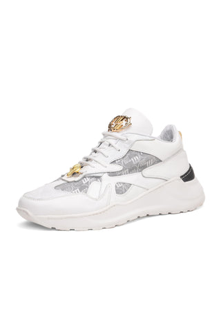 Mauri Sonic 8464/2 Acre & White Exotic Crocodile / Nappa Leather / Fabric Casual Bubble Sneakers (MA5618)