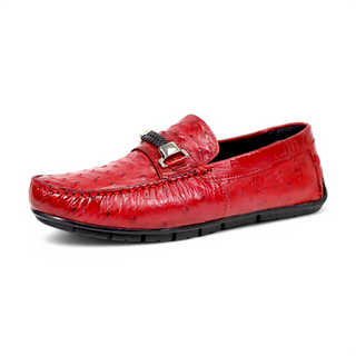 Mauri Sprinter 3517/5 Exotic Ostrich Horsebit Slip-On Driver (MA5662)(Made to Order)-AmbrogioShoes