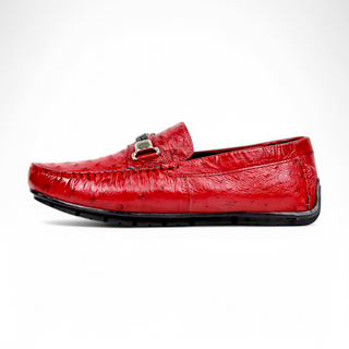 Mauri Sprinter 3517/5 Exotic Ostrich Horsebit Slip-On Driver (MA5662)(Made to Order)-AmbrogioShoes