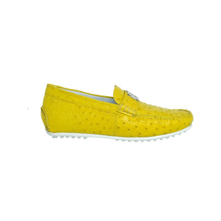 Mauri Sunset Men's Designer Shoes Mimosa Yellow Exotic Ostrich Dress-Casual Loafers 3470 (MA5120)-AmbrogioShoes