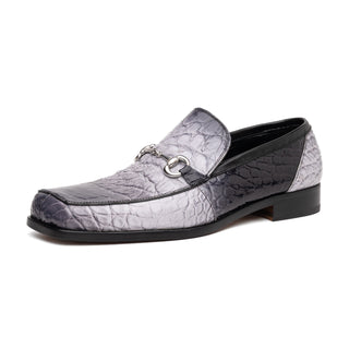 Mauri Switch 3290 Men's Shoes Multi Gray & Black Exotic Alligator / Calf-Skin Leather Slip-On Horsebit Loafers (MA5602)-AmbrogioShoes