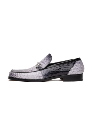 Mauri Switch 3290 Multi Gray & Black Alligator / Leather Slip-On Horsebit Loafers (MA5602)