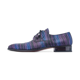 Mauri The Gala 3208 Men's Shoes Blue, Purple & Black Fabric Evening Dress Derby Oxfords (MA5537)-AmbrogioShoes