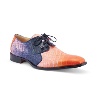 Mauri The Rev 3265 Men's Shoes Pink, Orange & Wonder Blue Exotic Alligator Dress Derby Oxfords (MA5531)-AmbrogioShoes