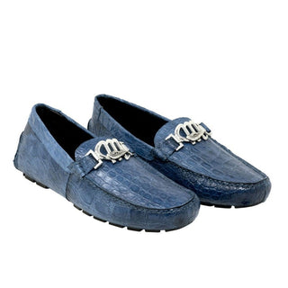 Mauri Tide Men's Shoes Caribbean Blue Exotic Caiman Crocodile Dress-Casual Loafers 3485 (MA5119)-AmbrogioShoes