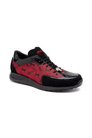 Mauri Vamp 8804-7 Black & Red Multi Materials Casual Sneakers (MA5578)