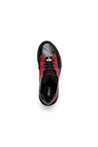 Mauri Vamp 8804-7 Black & Red Multi Materials Casual Sneakers (MA5578)