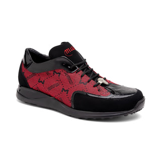 Mauri Vamp 8804-7 Men's Shoes Black & Red Exotic Multi Materials Casual Sneakers (MA5578)(Special Order)-AmbrogioShoes