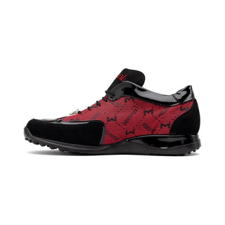 Mauri 8804-7 Men's Shoes Black & Red Exotic Multi Materials Casual Sneakers (MA5578)-AmbrogioShoes