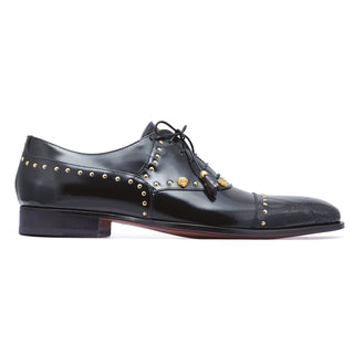 Mauri Vegas 4901 Men's Shoes Black Exotic Alligator / Calf-Skin Leather Oxfords (MA5258)-AmbrogioShoes