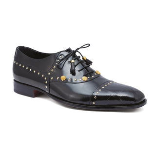 Mauri Vegas 4901 Men's Shoes Black Exotic Alligator / Calf-Skin Leather Oxfords (MA5258)-AmbrogioShoes