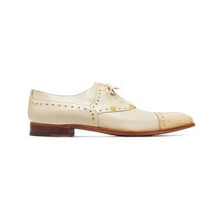 Mauri Vegas 4901 Men's Shoes Cream Exotic Alligator / Calf-Skin Leather Oxfords (MA5308)-AmbrogioShoes