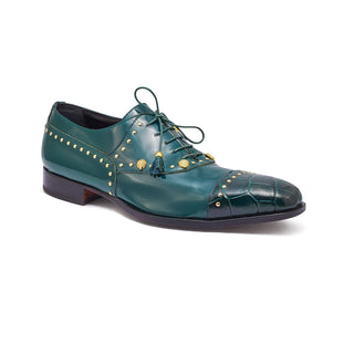 Mauri Vegas 4901 Men's Shoes Hunter Green Exotic Alligator / Calf-Skin Leather Oxfords (MA5311)-AmbrogioShoes