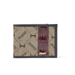 Mauri W3 Men's Sport Rust & Taupe Exotic Crocodile / Nappa / Mauri Fabric Wallet (MAWS1004)-AmbrogioShoes