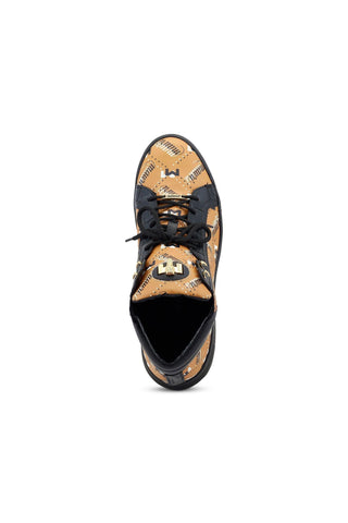 Mauri Wisdom 8448 Black & Mustard Brown Crocodile / Leather Casual High-Top Sneakers (MA5504)