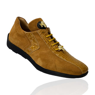 Mauri Wisdom 9145-1 Men's Shoes Toffee Exotic Crocodile / Suede Leather Casual Sneakers (MA5628)-AmbrogioShoes