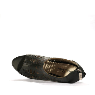 Mea Shadow Giglio Black Leather Wedge Sandals (MS101)-AmbrogioShoes