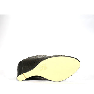 Mea Shadow Giglio Black Leather Wedge Sandals (MS101)-AmbrogioShoes