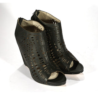 Mea Shadow Giglio Black Leather Wedge Sandals (MS101)-AmbrogioShoes