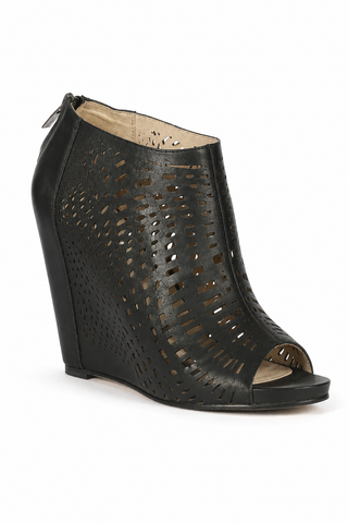 Mea Shadow Giglio Black Leather Wedge Sandals (MS101)